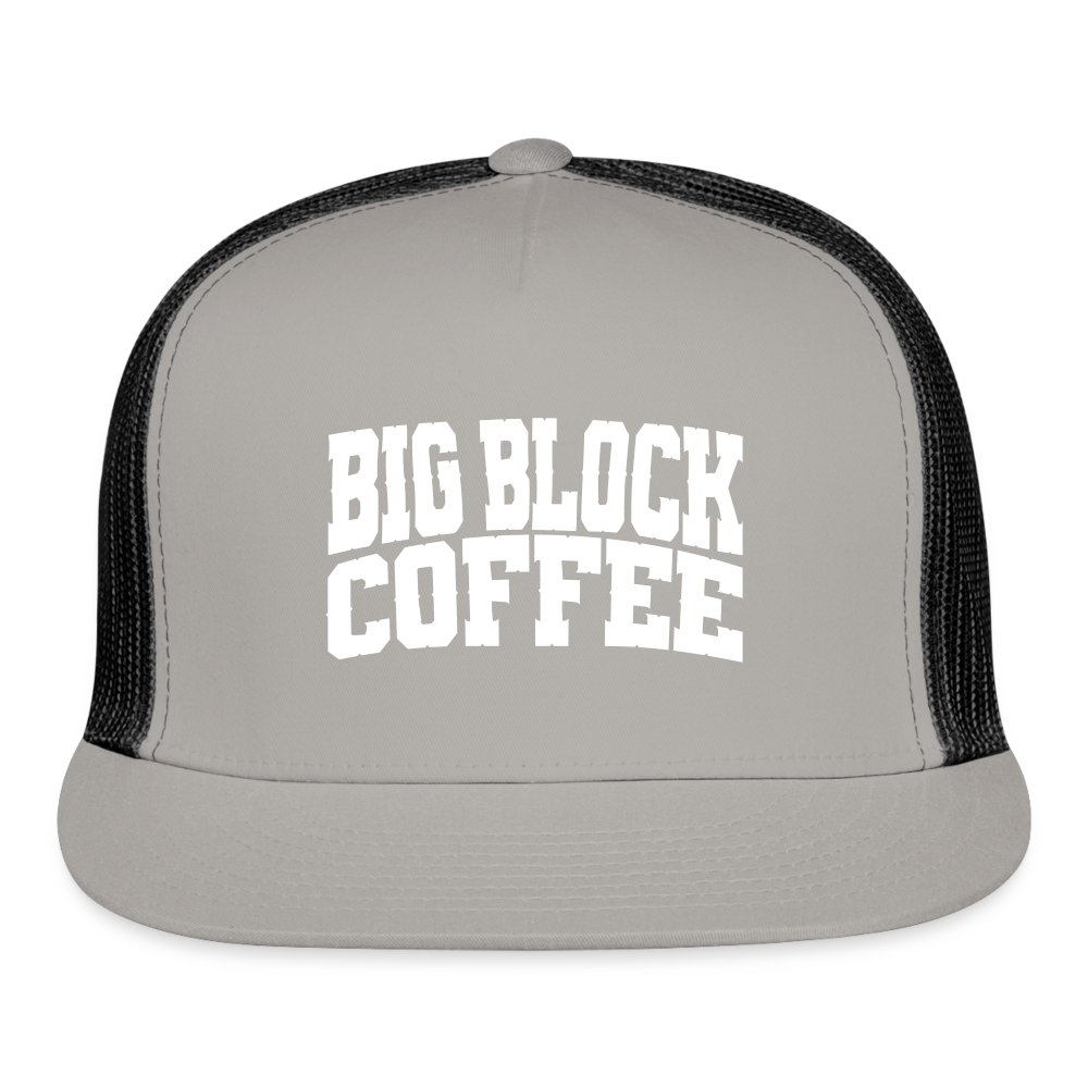 Big Block Coffee Trucker Hat - gray/black