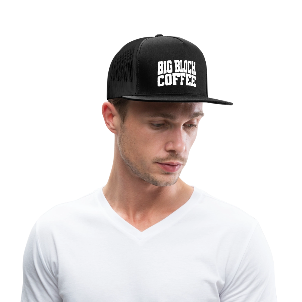 Big Block Coffee Trucker Hat - black/black
